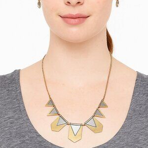 Two-Tone Geometric Statement Necklace Vaca Gift Work Party Indie Boho Holiday